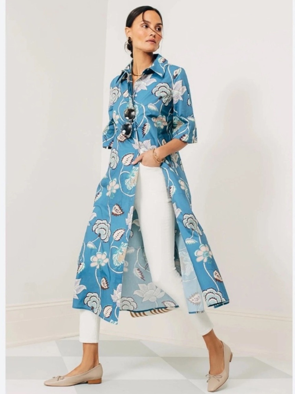 Tuckernuck Amanda Shirt Dress In Seaport Blue Chintz